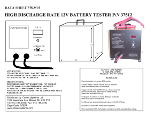 12V Battery Tester Data Sheet - Instructions & Specs