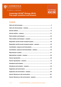 IGCSE Biology Past Paper Questions & Answers