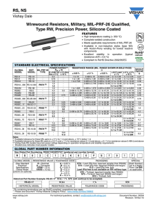 Wirewound Resistors, Military, MIL-PRF-26 Qualified