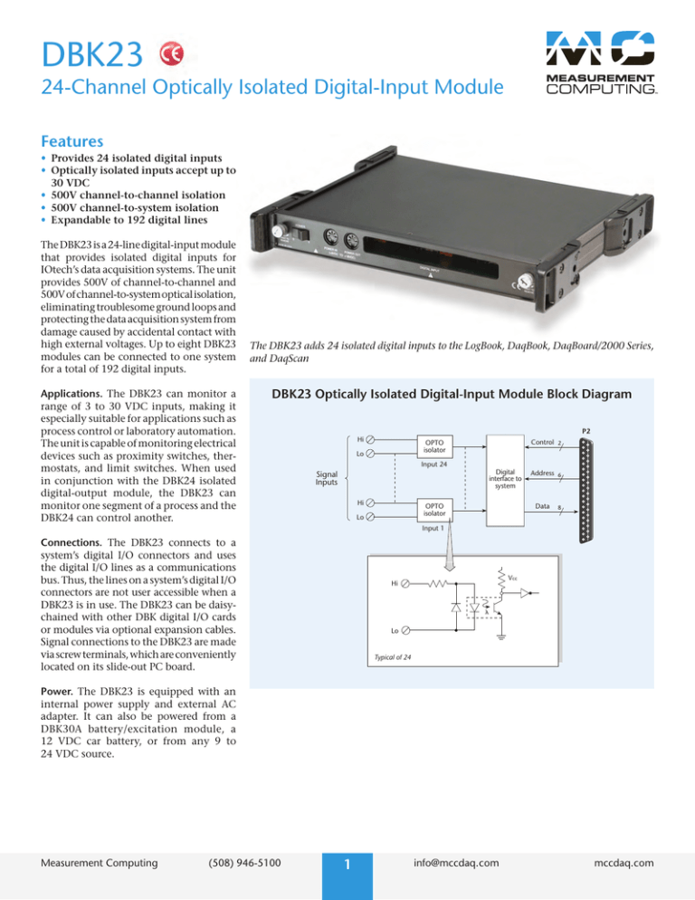 24Channel Optically Isolated Digital Input Module