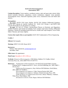 ELEN 3371 Electromagnetics I Fall Semester 2013 Catalog