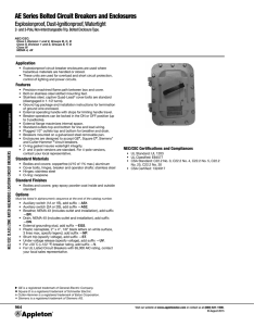 AE Series Bolted Circuit Breakers and Enclosures Catalg Pages