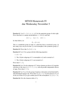 MT830 Homework IV due Wednesday November 5