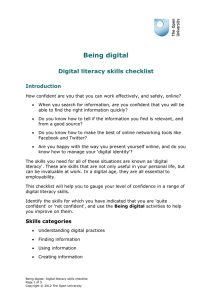 Being digital Digital literacy skills checklist
