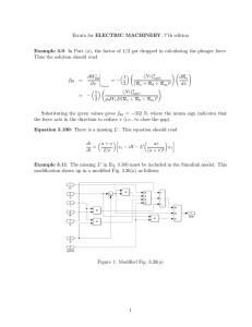 Errata for ELECTRIC MACHINERY, 7`th edition Example 3.9: In Part