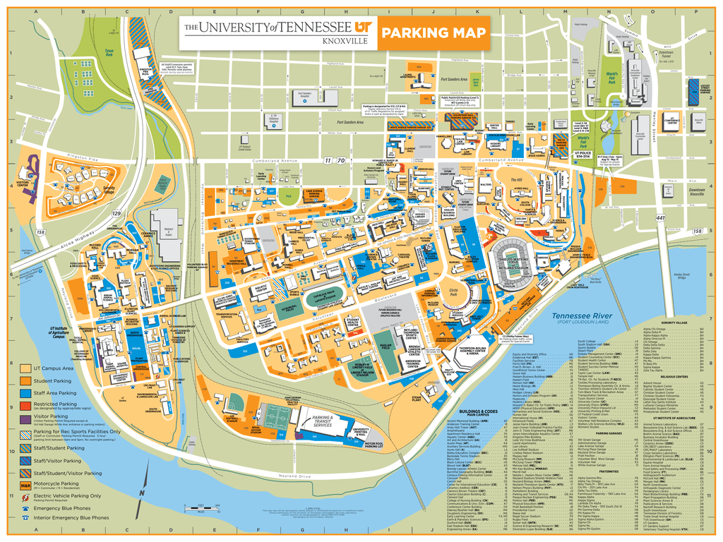 University Of Tennessee Map Parking Map - The University Of Tennessee, Knoxville