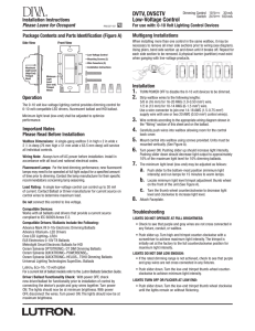 Lutron Diva DVTV-IV Installation Instructions