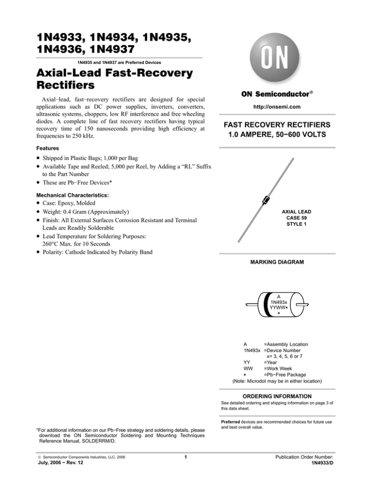 Axial Lead Fast Recovery Rectifier