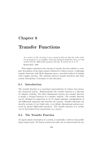 Transfer Functions - Control and Dynamical Systems