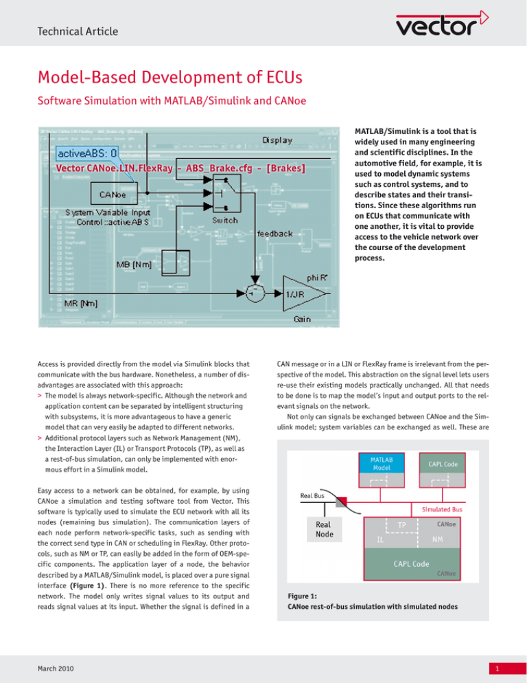ECU Development: MATLAB/Simulink & CANoe Simulation