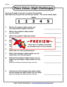Place Value Digit Challenges Worksheet