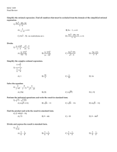 MAC 1105 Final Exam Review: Algebra Practice Problems