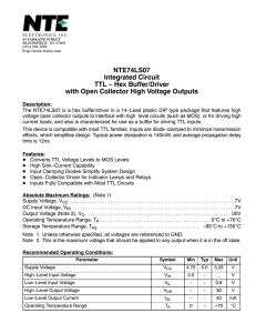 NTE74LS07 Integrated Circuit TTL − Hex Buffer/Driver with Open