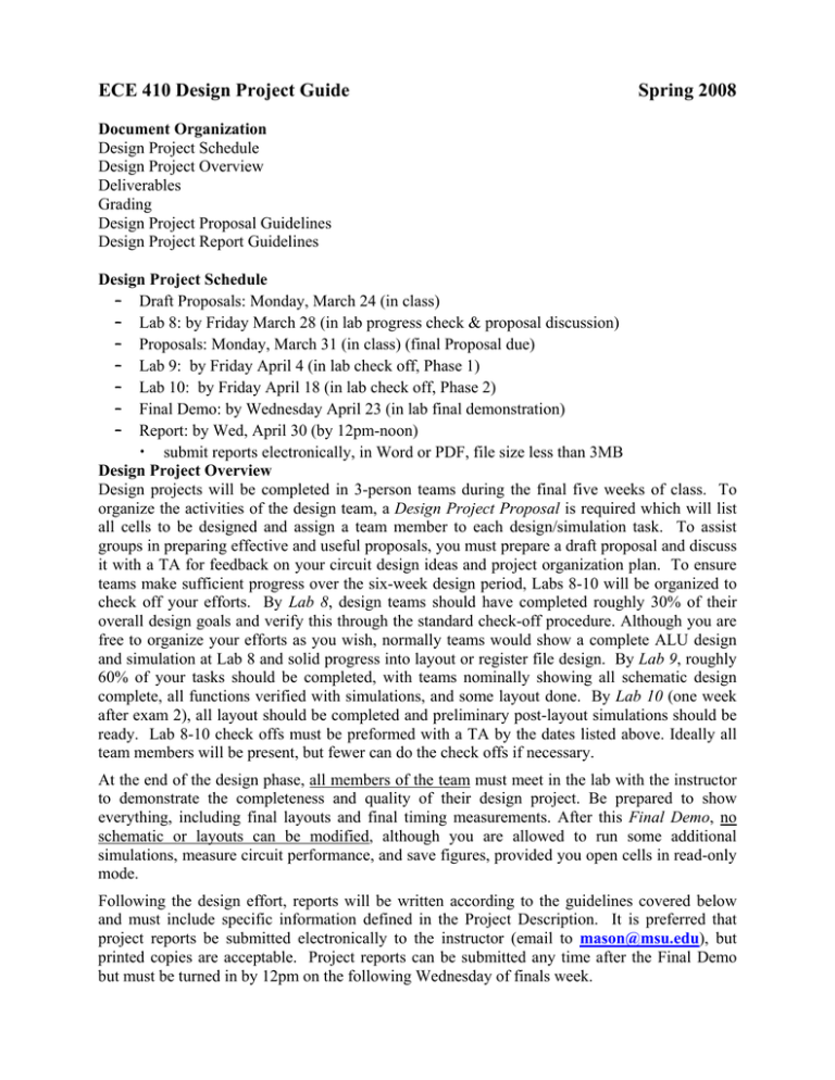 ECE 410 Design Project Guide - Spring 2008