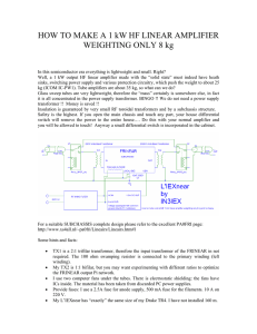 HOW TO MAKE A 1 kW HF LINEAR AMPLIFIER WEIGHTING ONLY