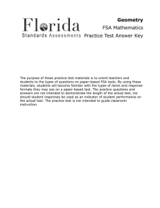 Geometry FSA Practice Test Answer Key