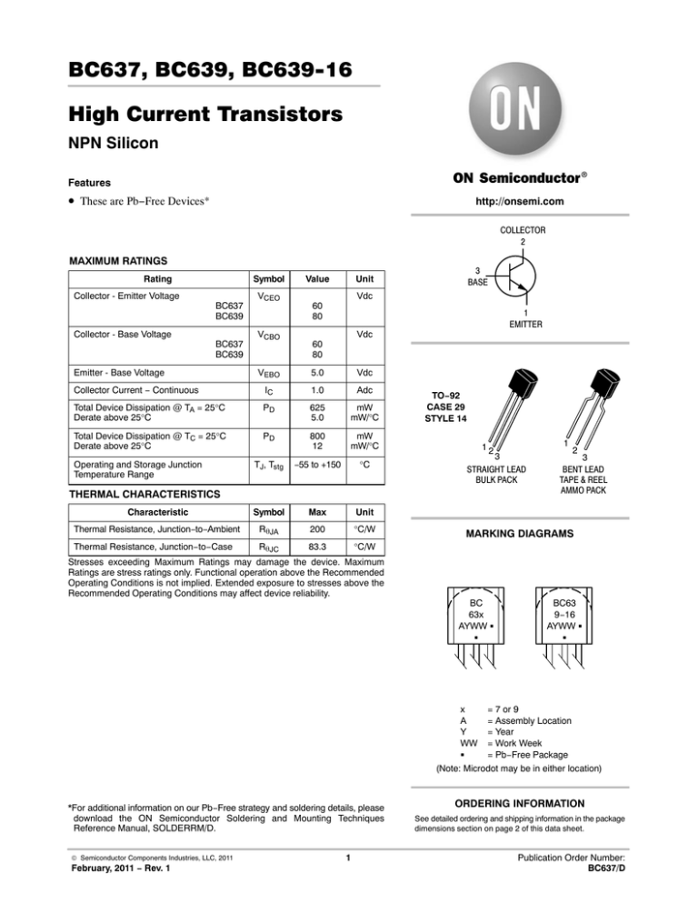 10 or 20 Pack of 2 5 BC637 NPN General Purpose Transistors