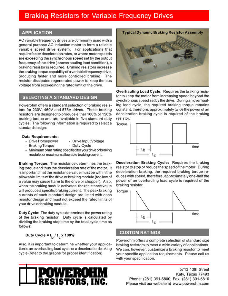 VFD Braking Powerohm Resistors, Inc.