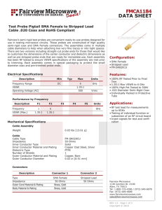 Test Probe Pigtail SMA Female to Stripped Lead Cable .020 Coax