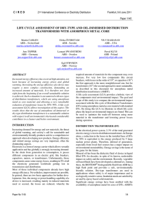LCA of Amorphous Metal Distribution Transformers