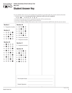 Ontario Secondary School Literacy Test Answer Key 2013