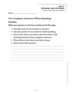 Use Complete Sentences When Speaking - Macmillan/McGraw-Hill