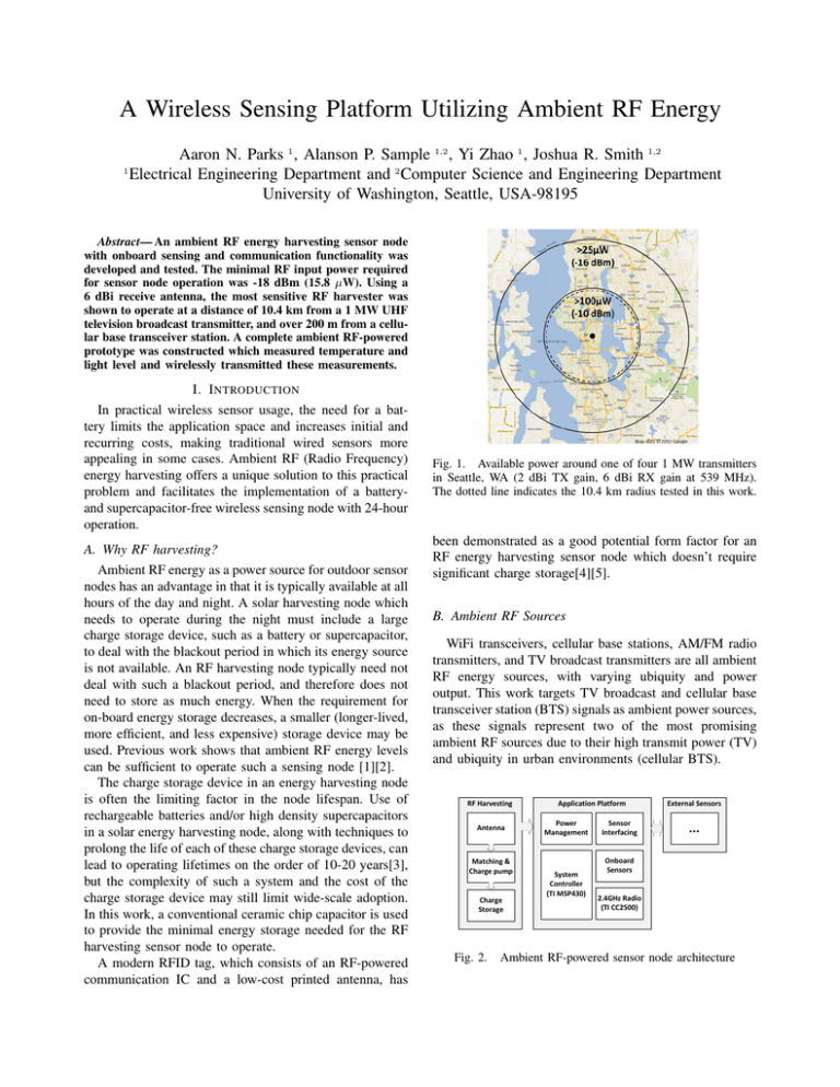 Rf Ambient A Wireless Sensing Platform Utilizing Ambient RF Energy