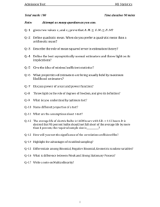 Admission Test MS Statistics Total marks 100 Time duration 90