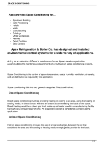 space conditioning - Apex Refrigeration