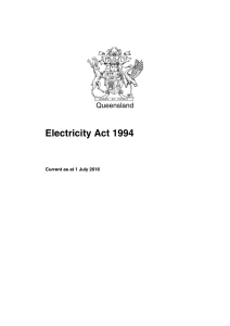 Electricity Act 1994 - Queensland Legislation