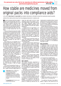Medicine Stability in Compliance Aids: A Pharmaceutical Study