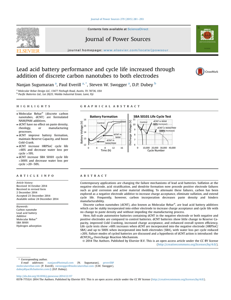 Lead acid battery performance and cycle life increased through