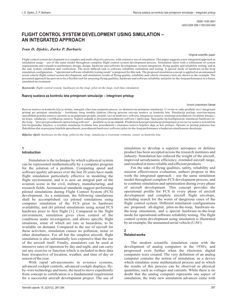 FLIGHT CONTROL SYSTEM DEVELOPMENT USING SIMULATION