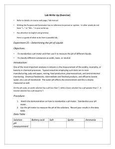 Lab Write Up (Exercise) Experiment 25 – Determining the pH of