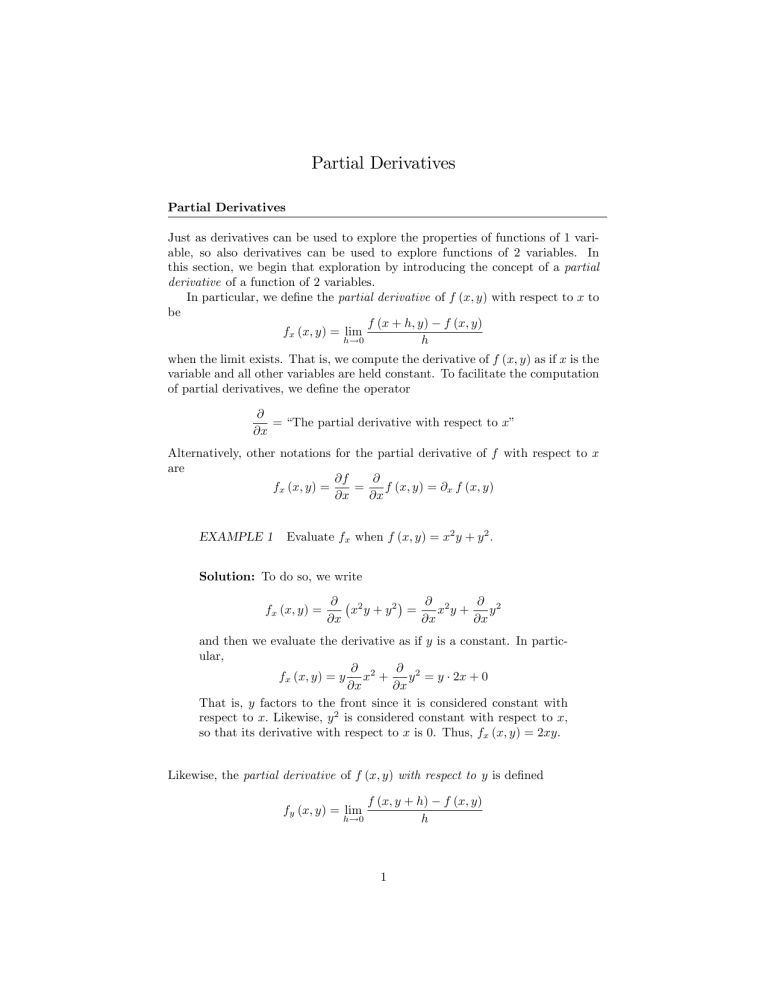 Partial Derivatives