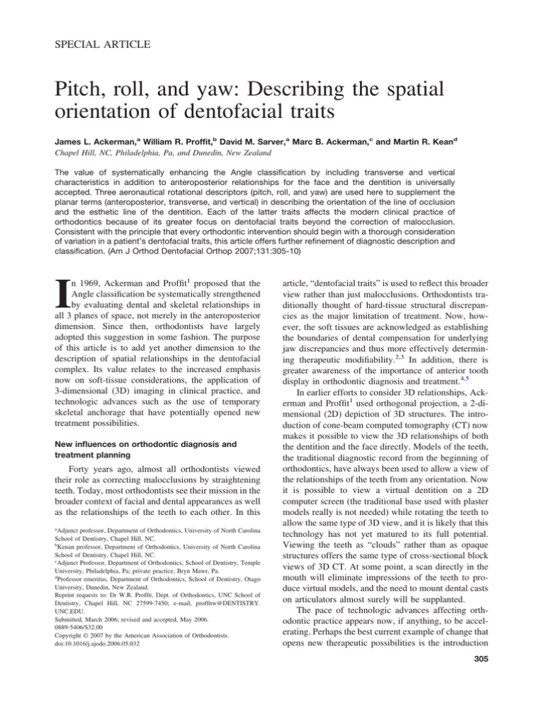 Pitch, Roll, Yaw: Dentofacial Traits in Orthodontics