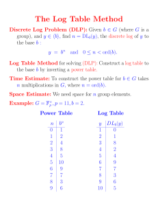 The Log Table Method