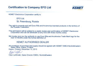 Gertification to Company EFO Ltd