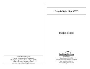 Penguin Night Light #3353 USER`S GUIDE