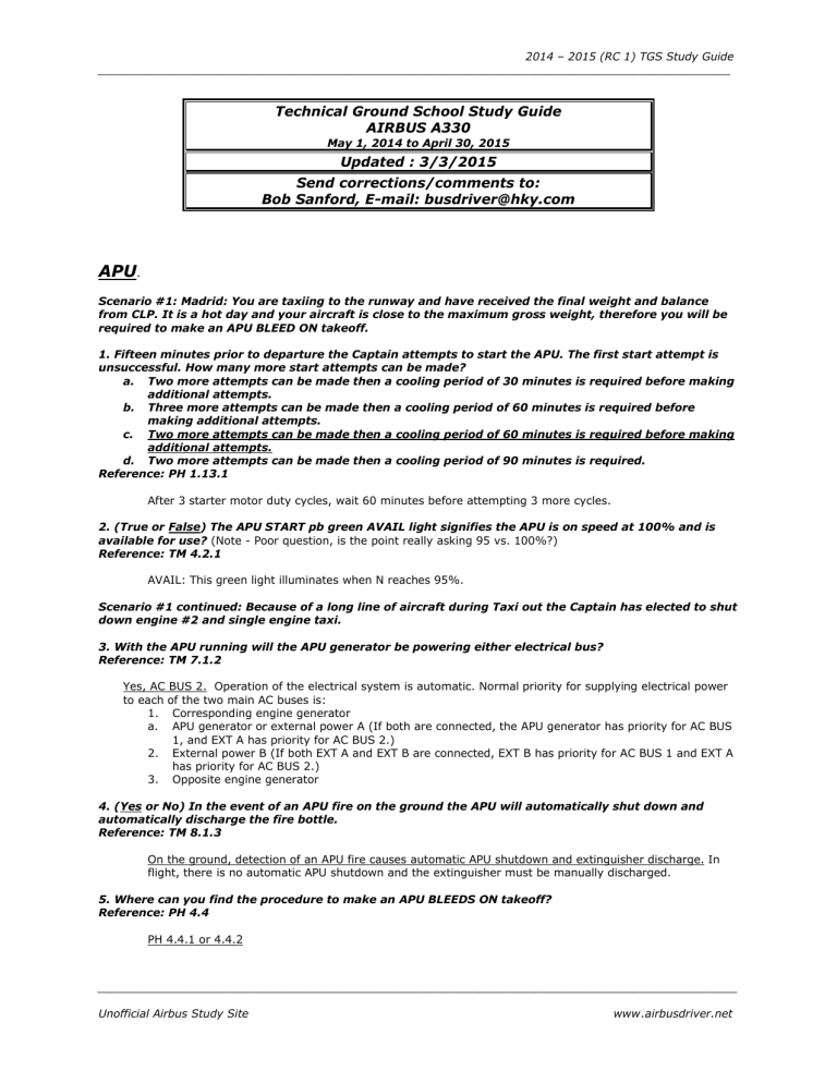 A330 Technical Ground School Study Guide