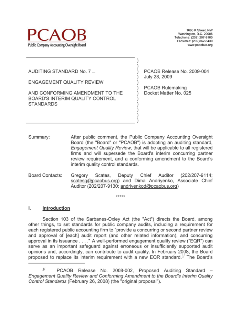 PCAOB Release 2009-004