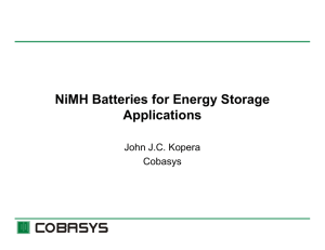 NiMH Batteries for Energy Storage Applications