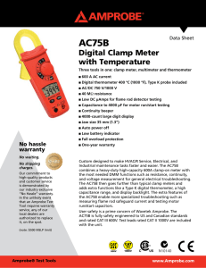 AC75B Digital Clamp Meter with Temperature Data Sheet