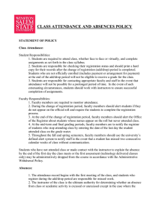 Class Attendance and Absence Policy
