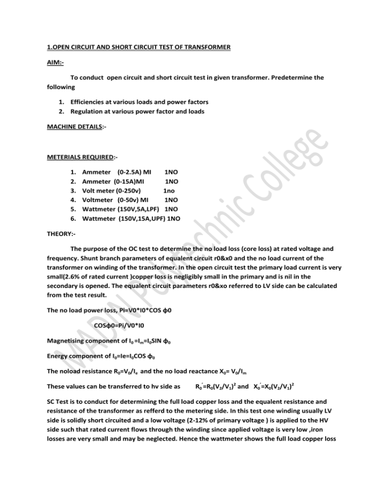 Transformer & DC Motor Lab: Tests & Efficiency