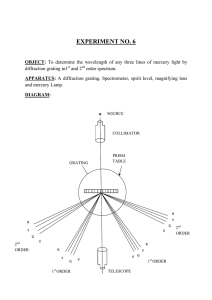 Mercury Light Wavelength Experiment: Diffraction Grating