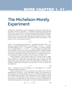 Chapter 1: Michelson-Morley Experiment