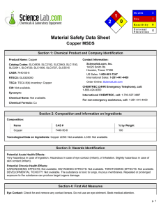 Copper MSDS: Safety Data Sheet