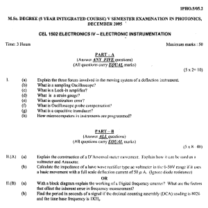 CEL 1502 ELECTRONICS IV - ELECTRONIC INSTRUMENTATION