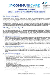 Transition to Work Service Delivery Plan for Our Participants